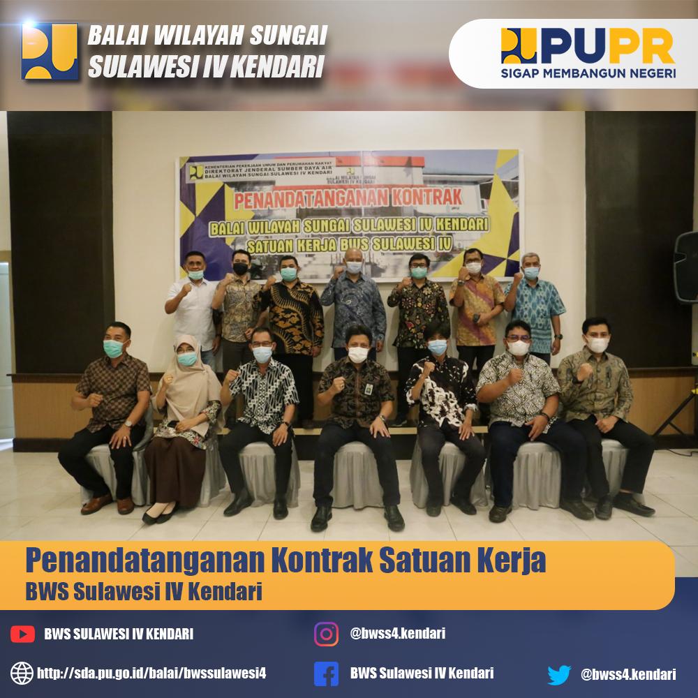 Penandatanganan Kontrak Satker Balai Wilayah Sungai Sulawesi IV Kendari TA 2021